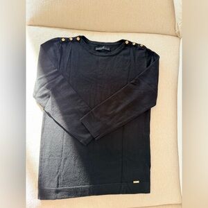 Elegant Black Long Sleeve Shirt with Button Accents